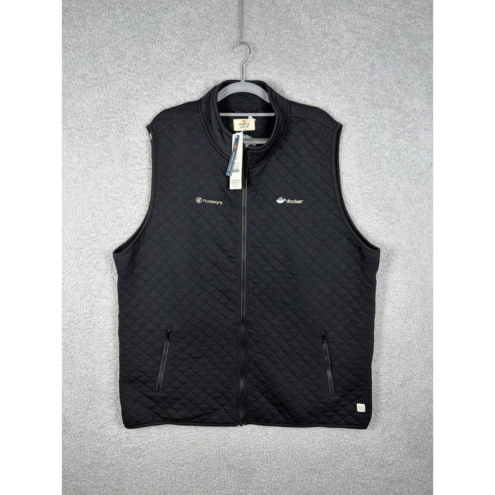 NWT Marine Layer Corbet Men's XL Quilted Full Zip Vest‎ Casual Black Embroidered